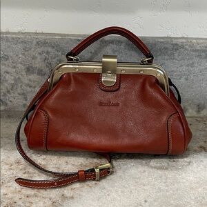 Gianni Conti Chestnut Leather Satchel with Gold Hardware